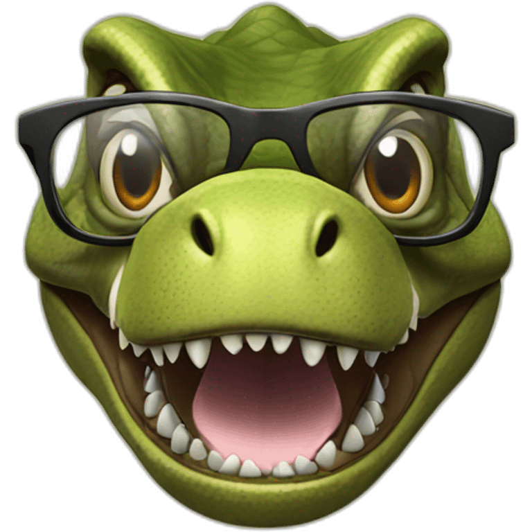 T-Rex wearing glasses emoji