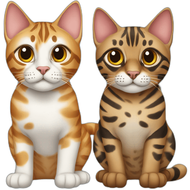 Two Bengal cats of different colours. emoji