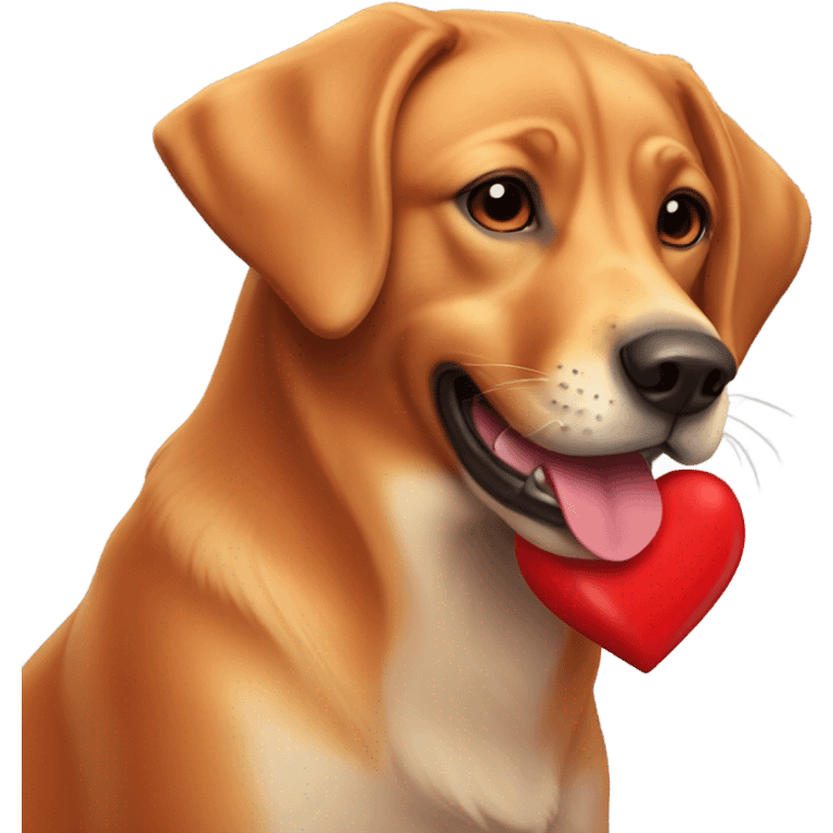 Labrador fox red holding a heart emoji