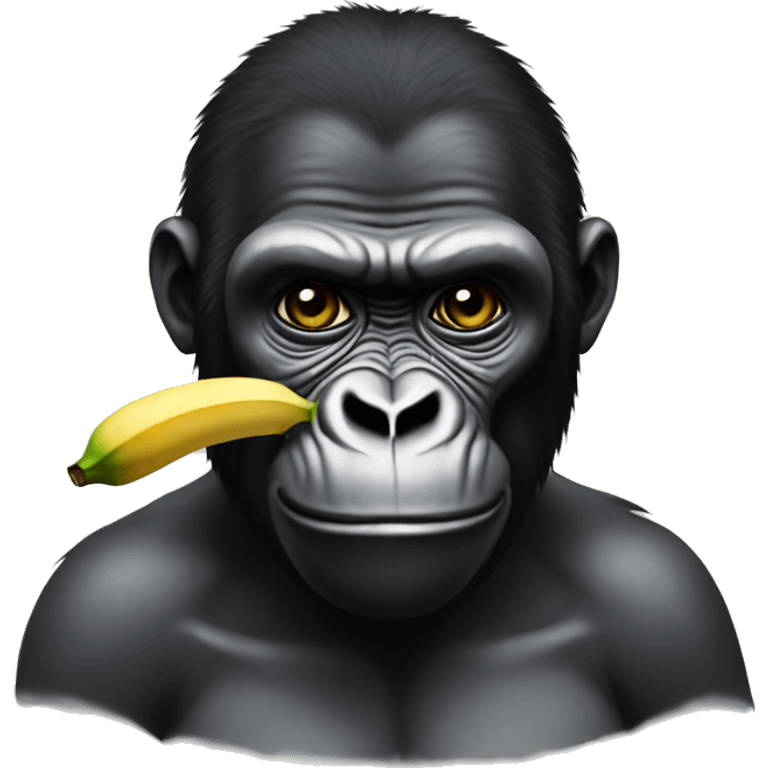 a gorilla that eats a banana that says sub emoji