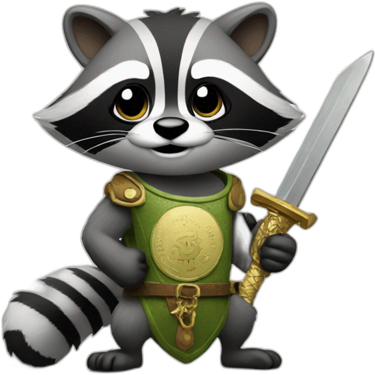 Racoon with sword and money emoji