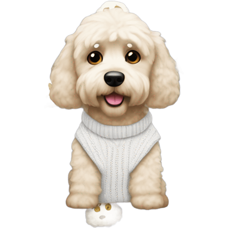 White Cockapoo sweater vest  emoji