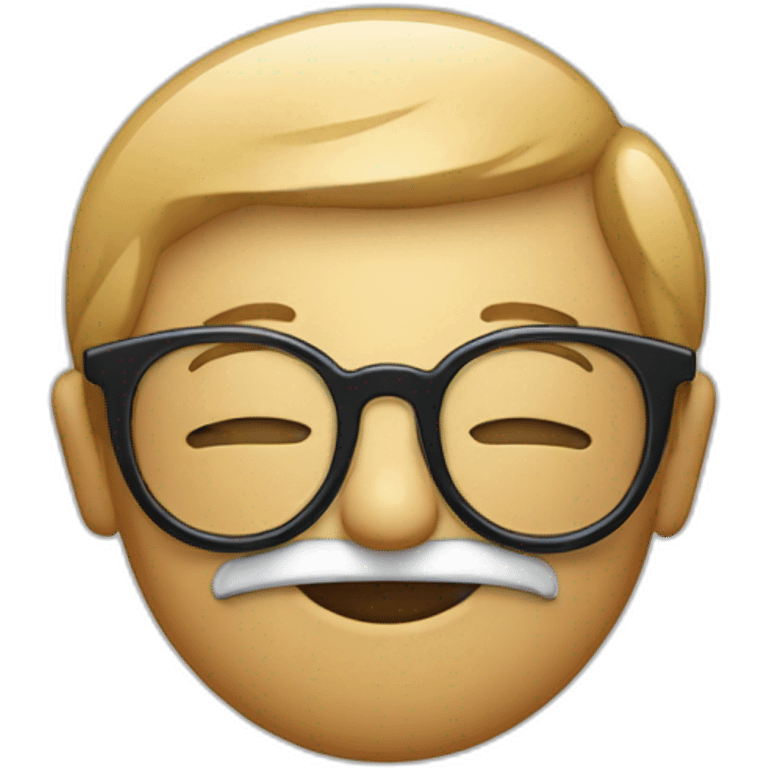 un visage rond avec des lunettes qui fume emoji