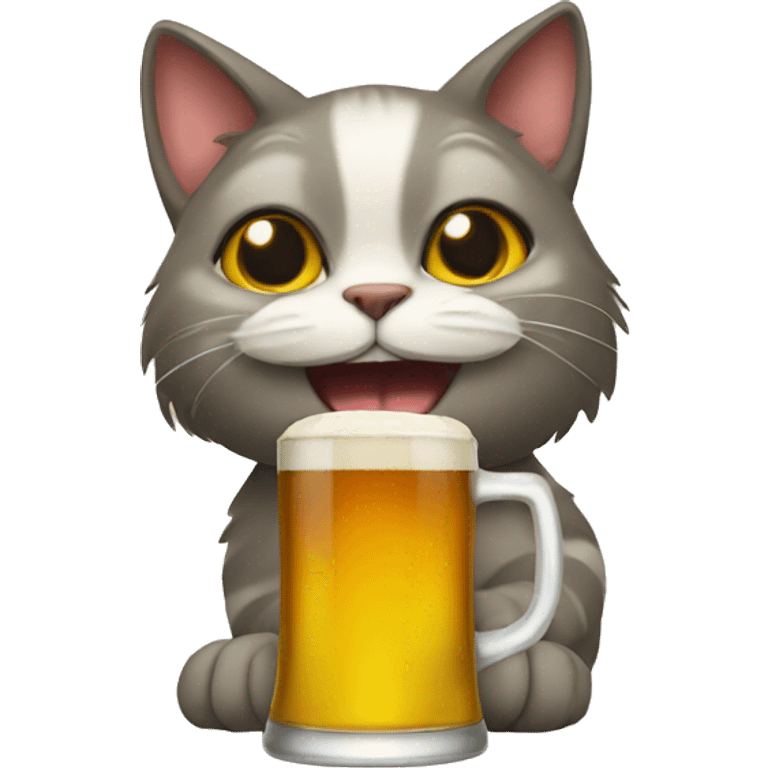 Cat with beer emoji