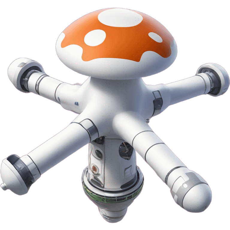 Mushroom-shaped space station with 3 space anchors emoji