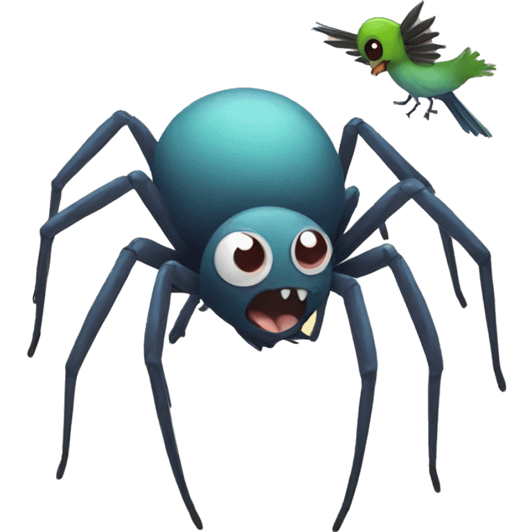 spider with bird emoji