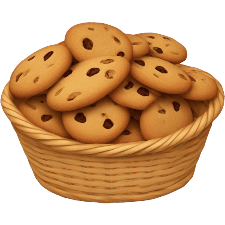 burgundy basket filled with cookies emoji