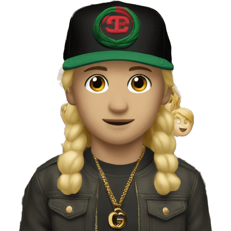 blonde boy meme on black with gucci cap emoji