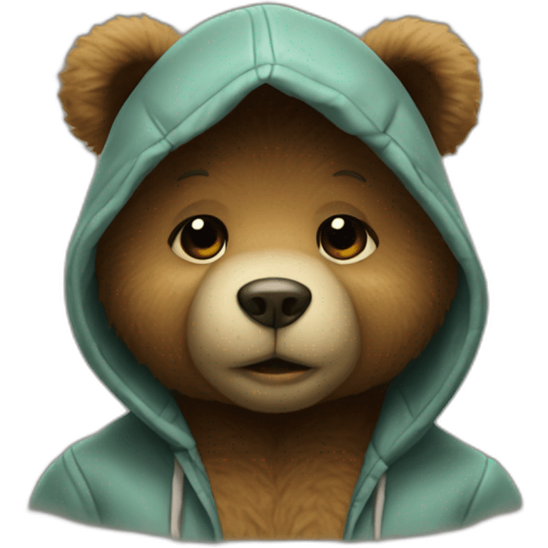 teddy bear in the hood sends a kiss. emoji