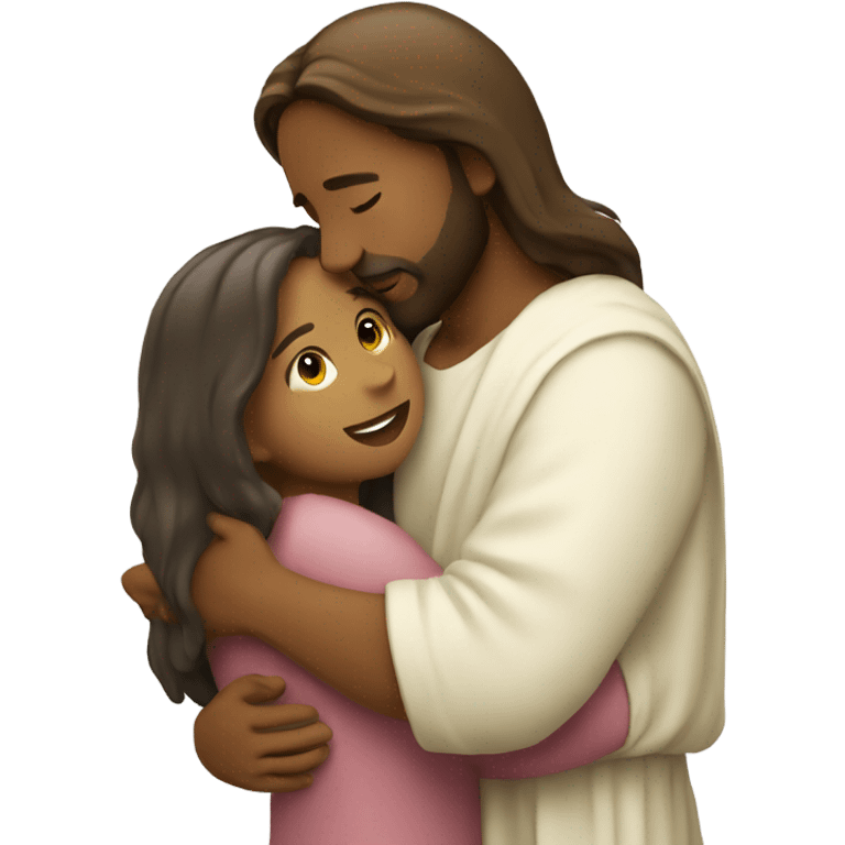 Girl hugging Jesus  emoji