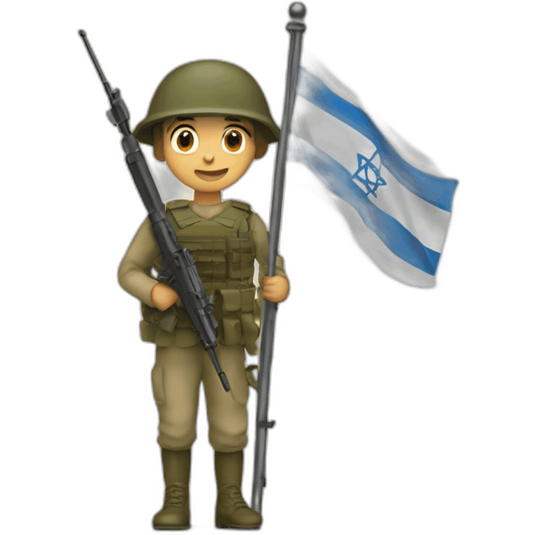 A soldier holds the flag of the State of Israel emoji