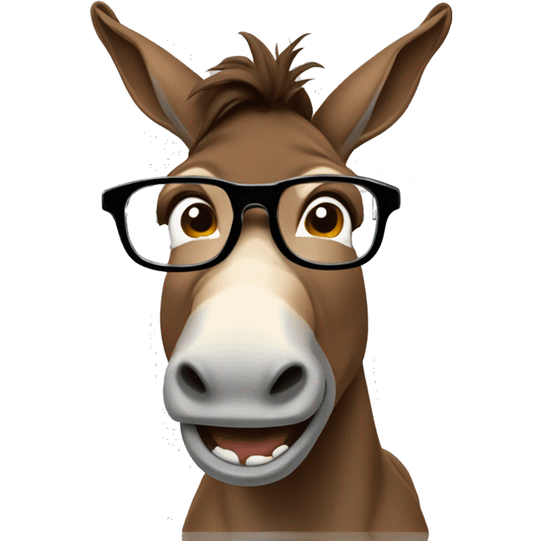 nerd brown donkey with 2 big tooth using glasses and lapel  emoji