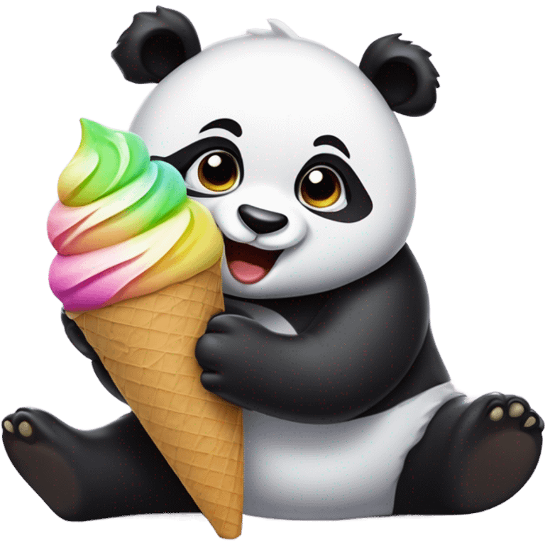 Panda eating ice cream emoji