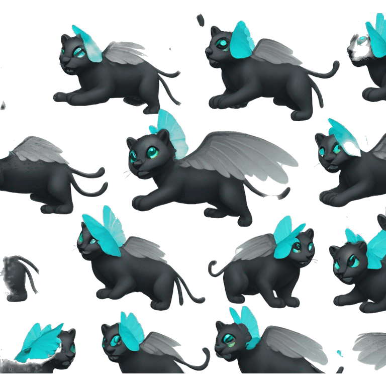 winged black leopard with turquoise eyes flying emoji