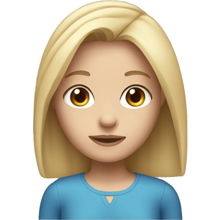 girl with shoulder-length blond straight hair and blue eyes emoji