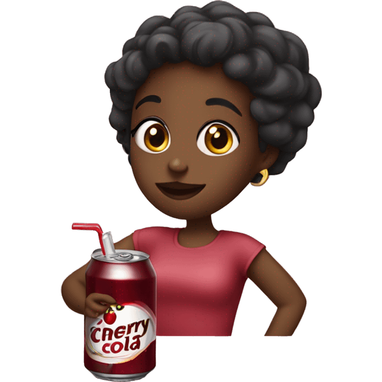 Black girl drinking can of cherry cola  emoji