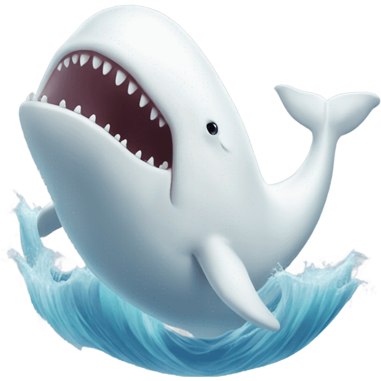 white whale , open mouth emoji