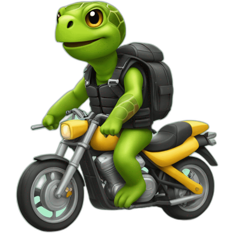 Une tortue sur une moto emoji