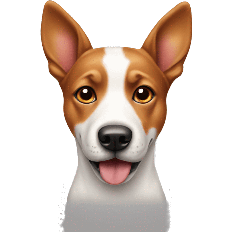 A red white dog with one standing ear emoji