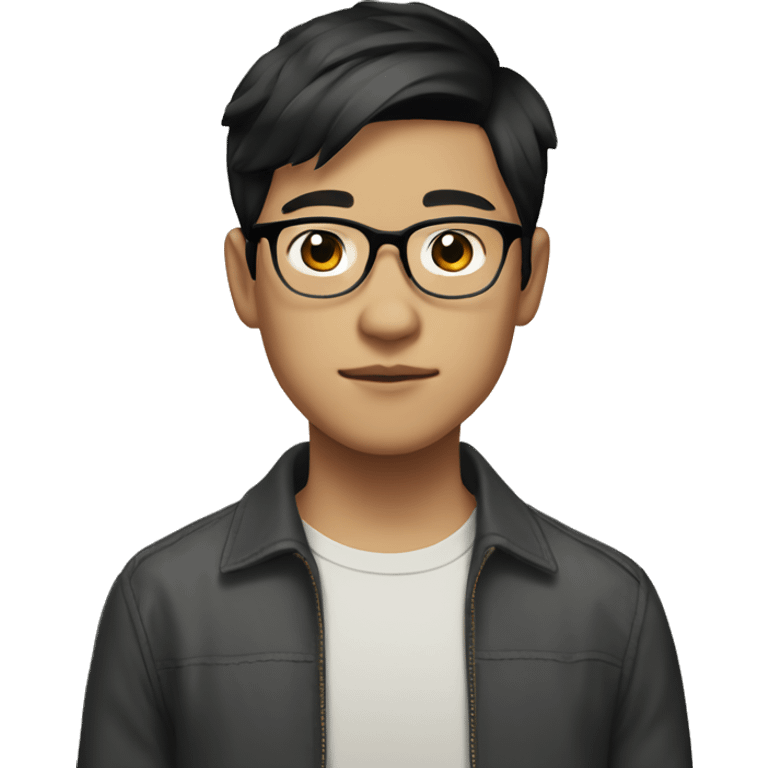 short black haired asian in early 20's boy with glasses emoji