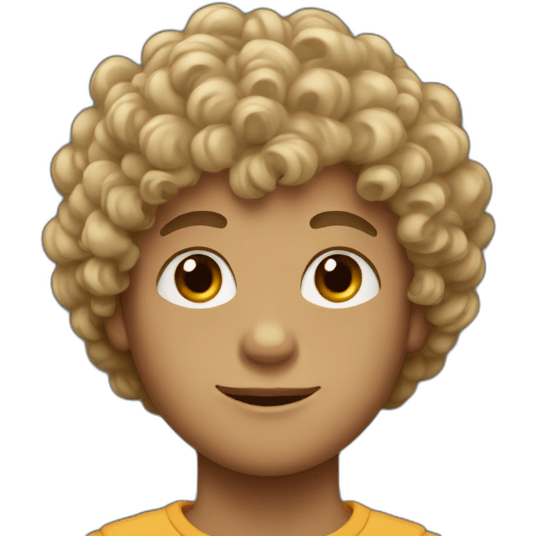 Boy with curly hair and brown eye emoji