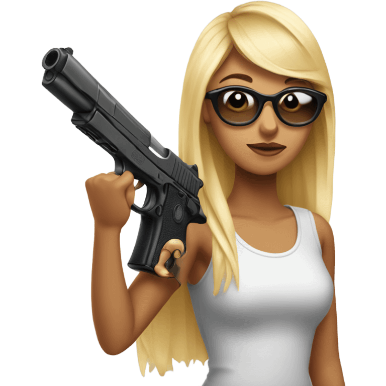 una chica con unas gafas de sol y una pistola emoji