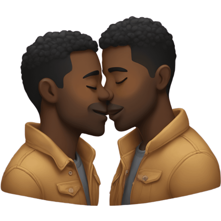 two black gay men kissing passionately  emoji