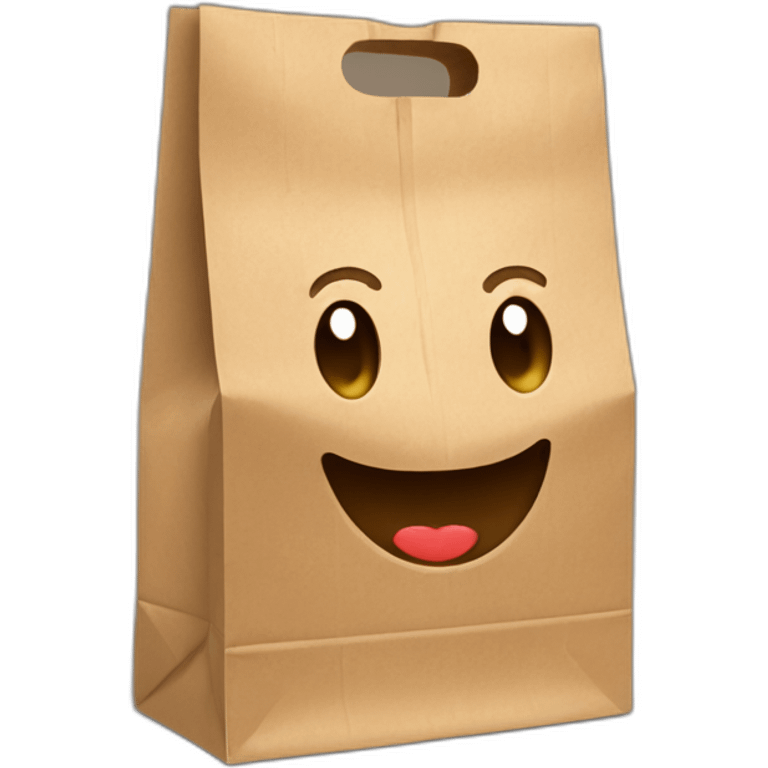 happy paper bag with handles emoji