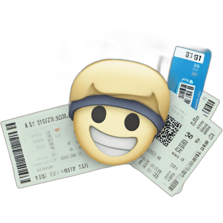 Happy emijo face, with airlines tickets emoji