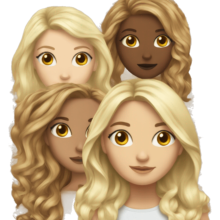 blonde and brown haired girls emoji