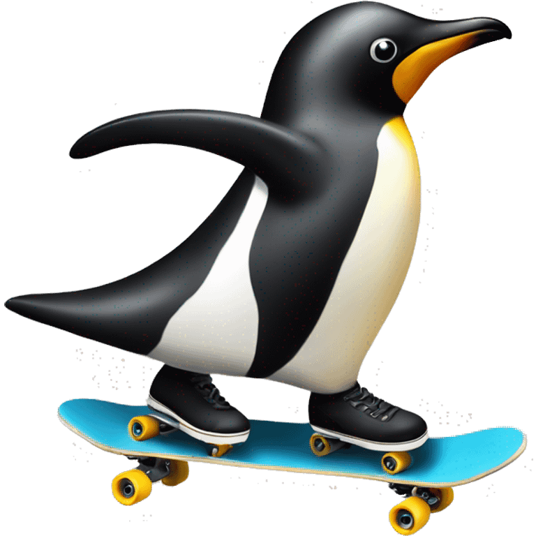 Pinguin em cima de um skate emoji