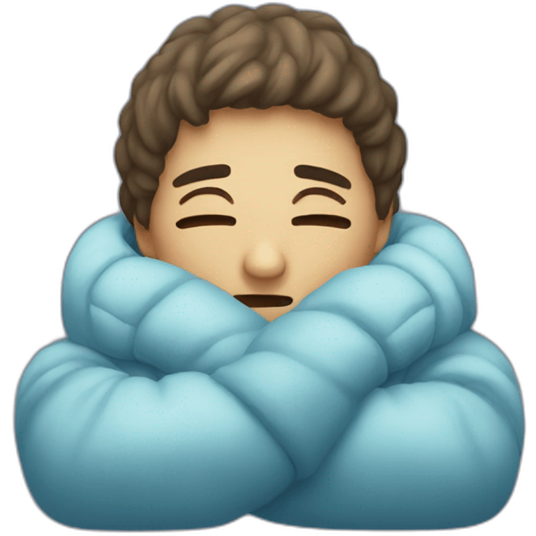 person embraces cold emoji