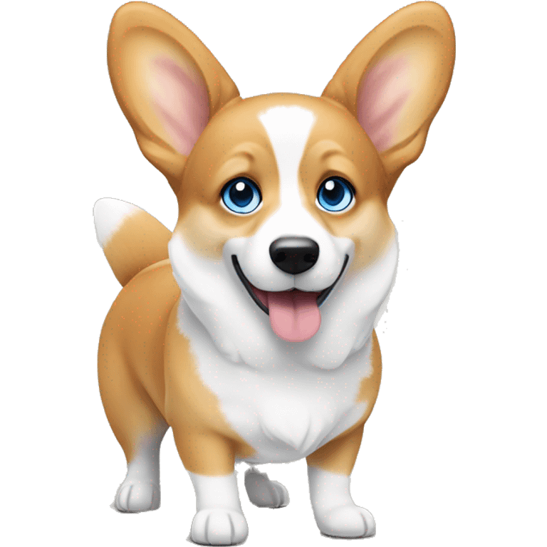 tan and white corgi with icey blue eyes and pointy ears emoji