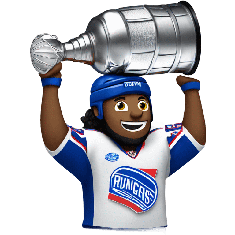 New York Rangers hockey player holding the Stanley Cup emoji