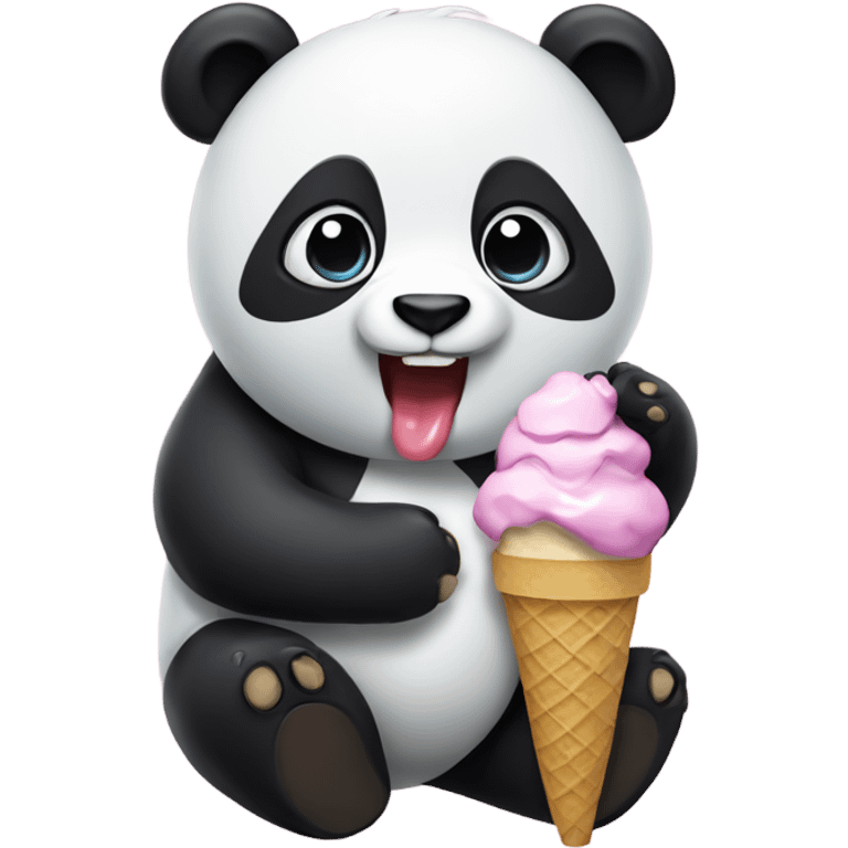 Panda eating ice cream emoji