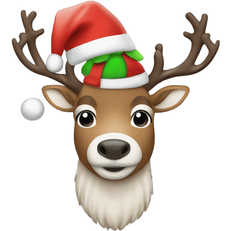 Reindeer with Santa hat  emoji