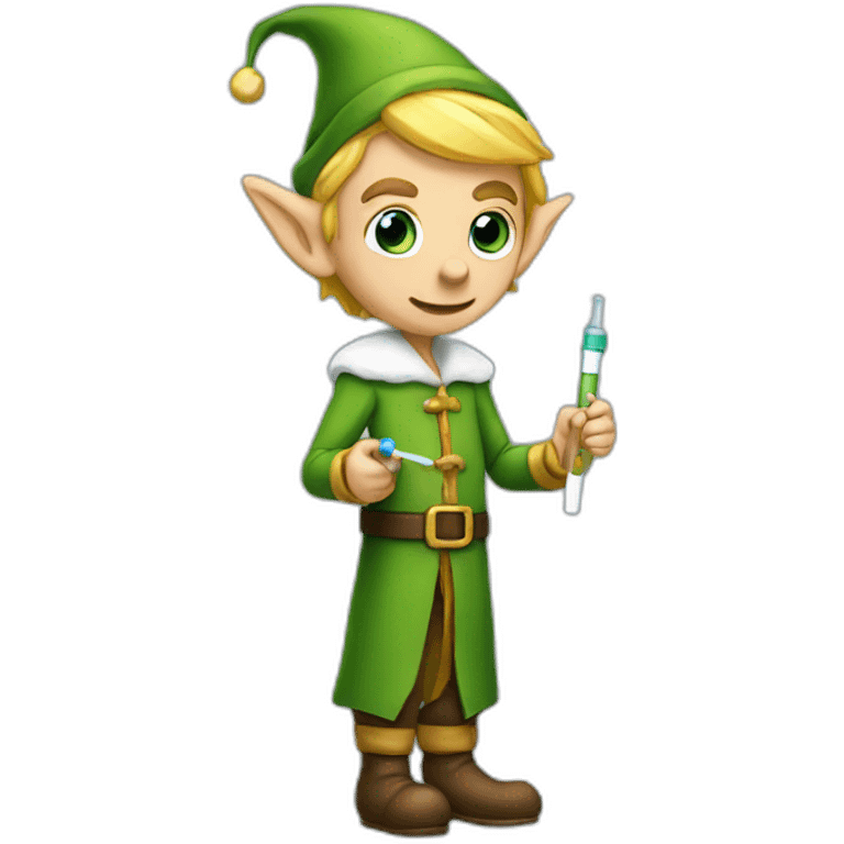 Elf holding a syringe emoji