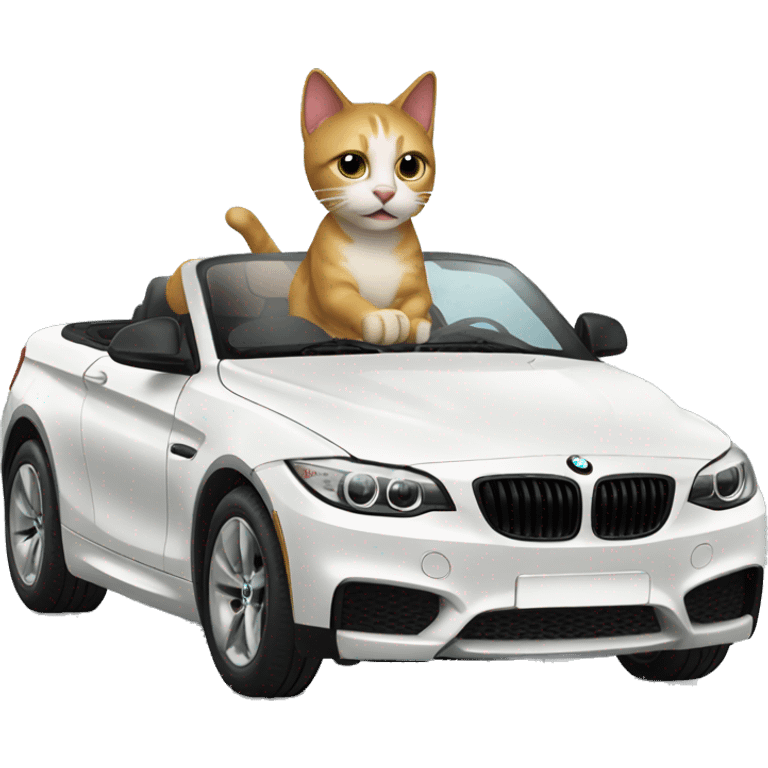 Cat driving  in a BMW-branded vehicle emoji