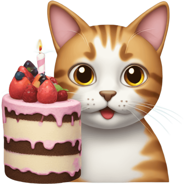 Cat with birthday cake  emoji