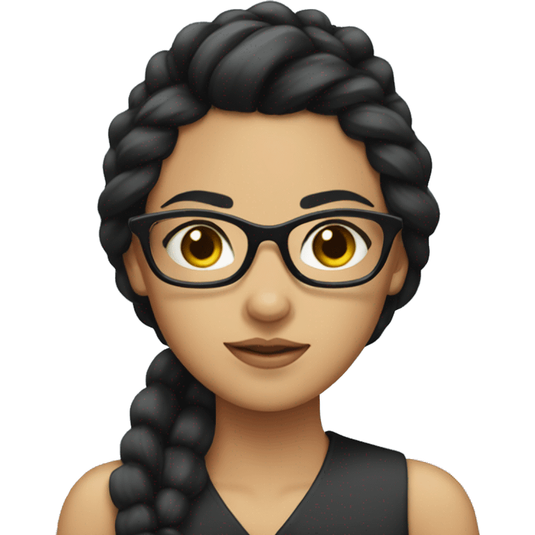 A girl with black hair tied up and wearing glasses emoji