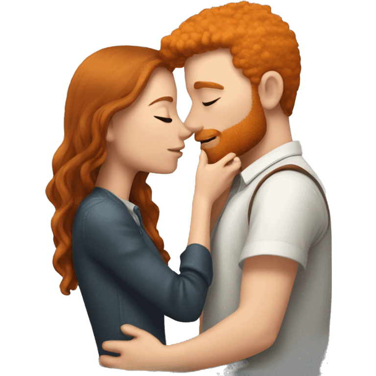 Ginger guy kissing brunette girl 😘 emoji