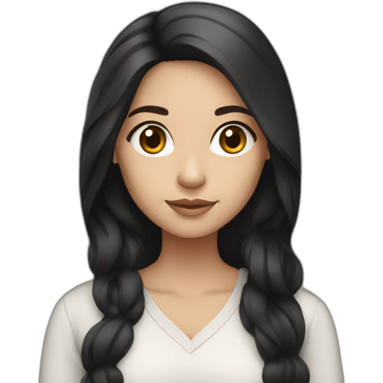 White skin color pakistani girl with black long hair emoji