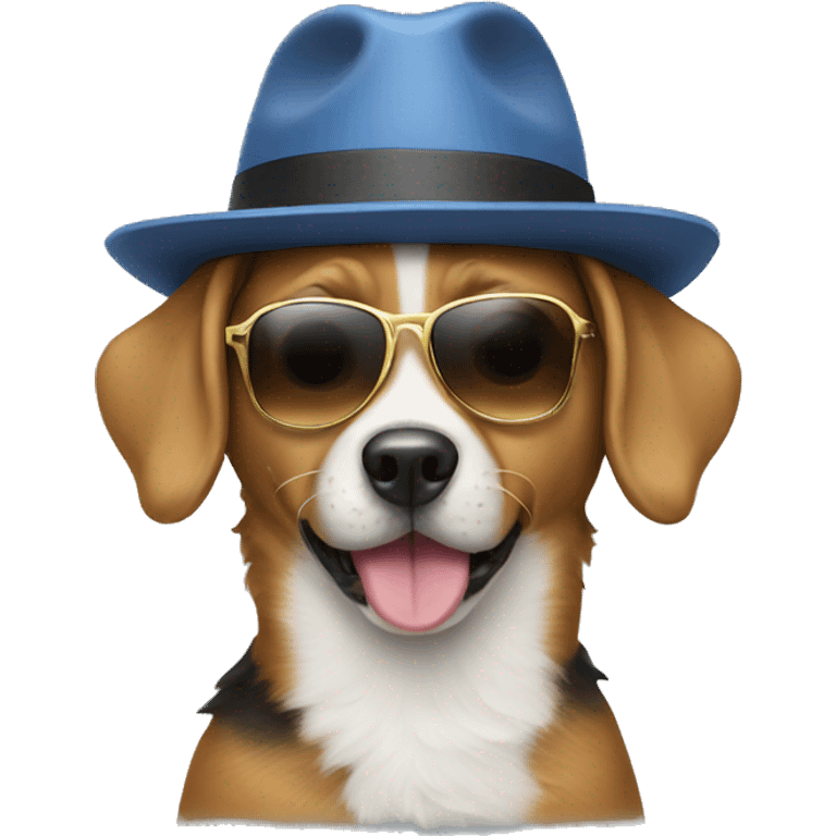 Dog wearing a hat and sunglasses  emoji