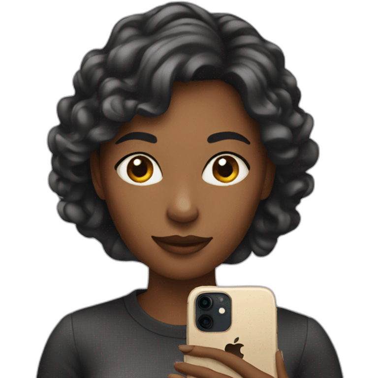 Woman with iphone emoji