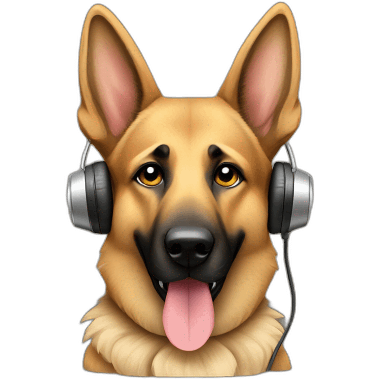 german shepherd dog listening to music emoji