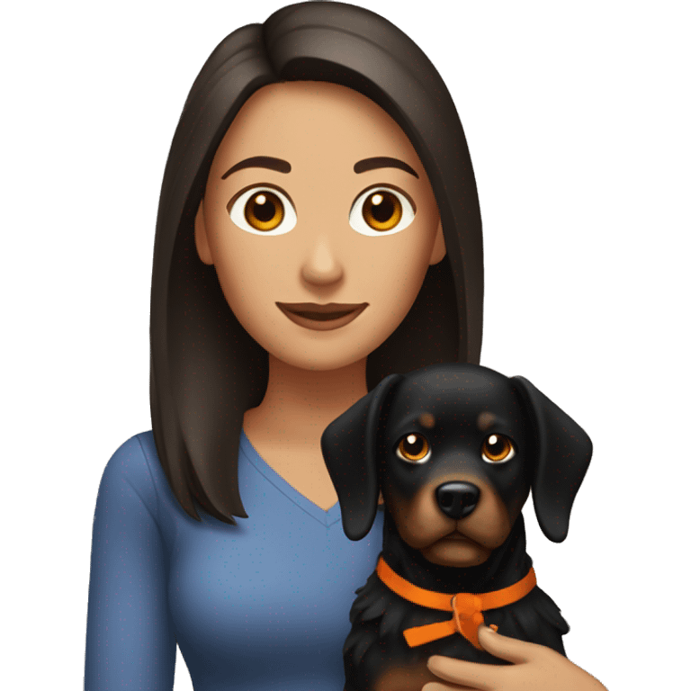 Brunette with black and orange dog  emoji