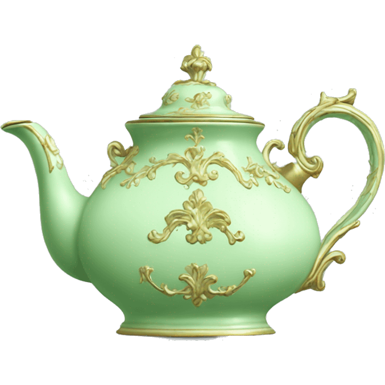 Pale Green vintage rococo teapot emoji