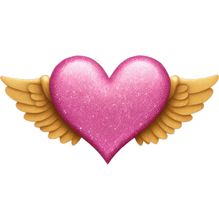 heart pink and wings woth glitter  emoji