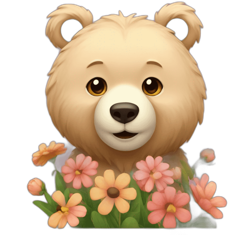 bear with flowers emoji