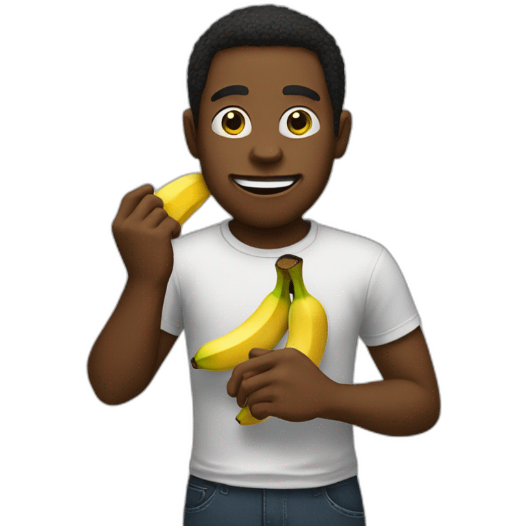 Black man eat banana like monkey emoji